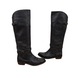 Frye Dorado Tall Riding Boots Leather Dark Brown 7